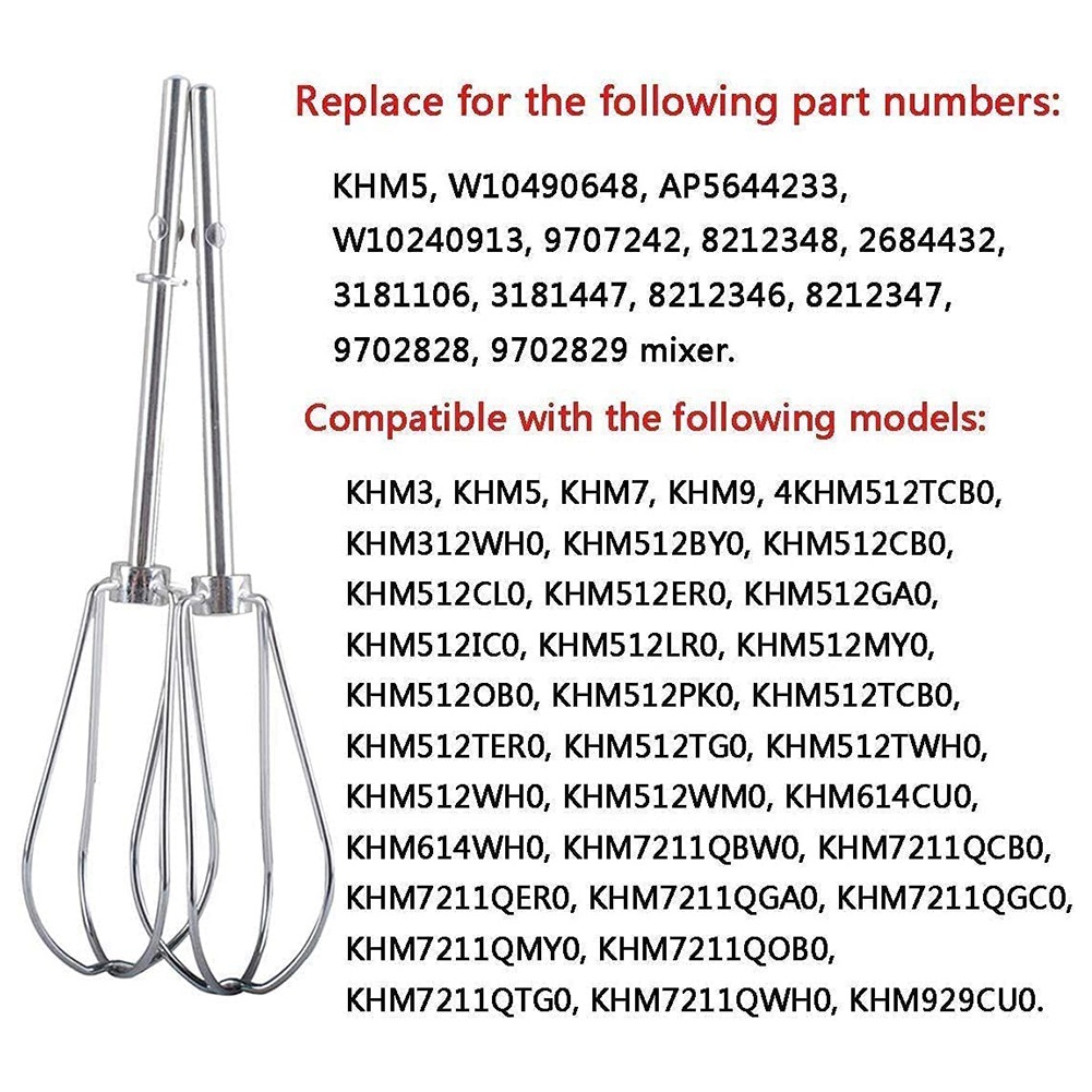 Kitchenaid Mixer Hand Mixer - [B25B!】 W10490648 & KHMPW Kloppers voor