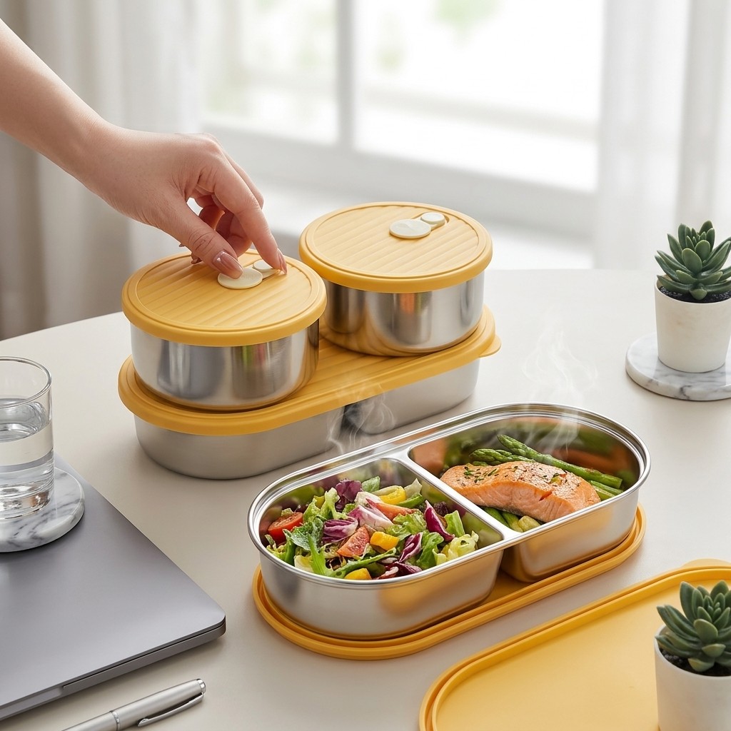 Meal Prep Kinder - Microgolfbestendige 304 roestvrijstalen bentobox set, gedeelde