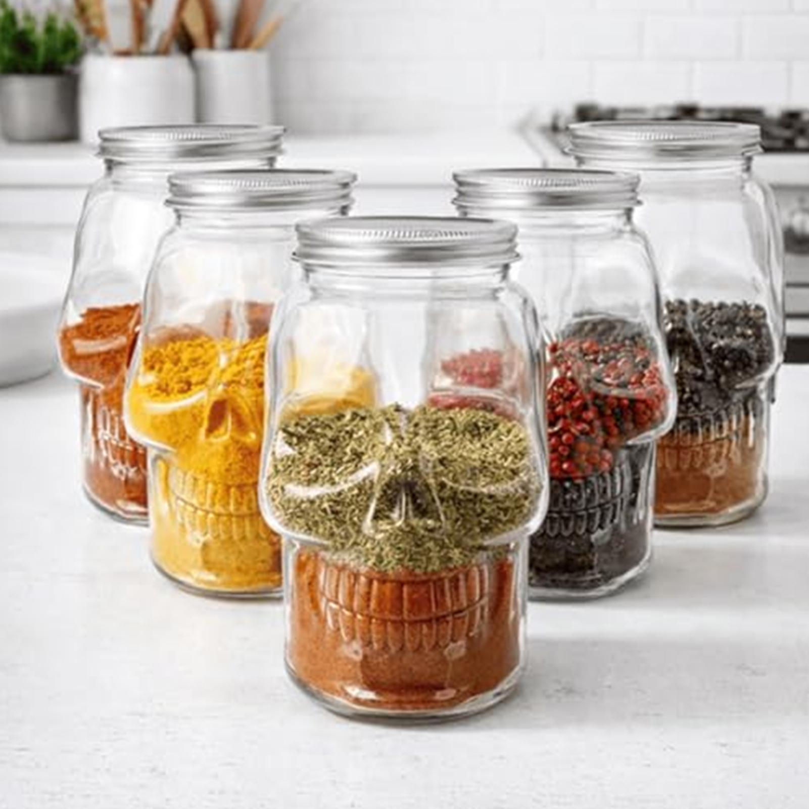Meal Prep Kinder - Transparante schedelvormige glazen potten met deksel,