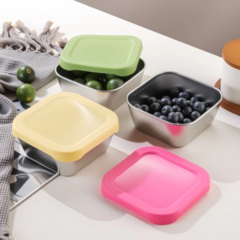 Meal Prep With Rice - Siliconen deksel, roestvrijstalen vershouddoos, stapelbaar, voedselveilige