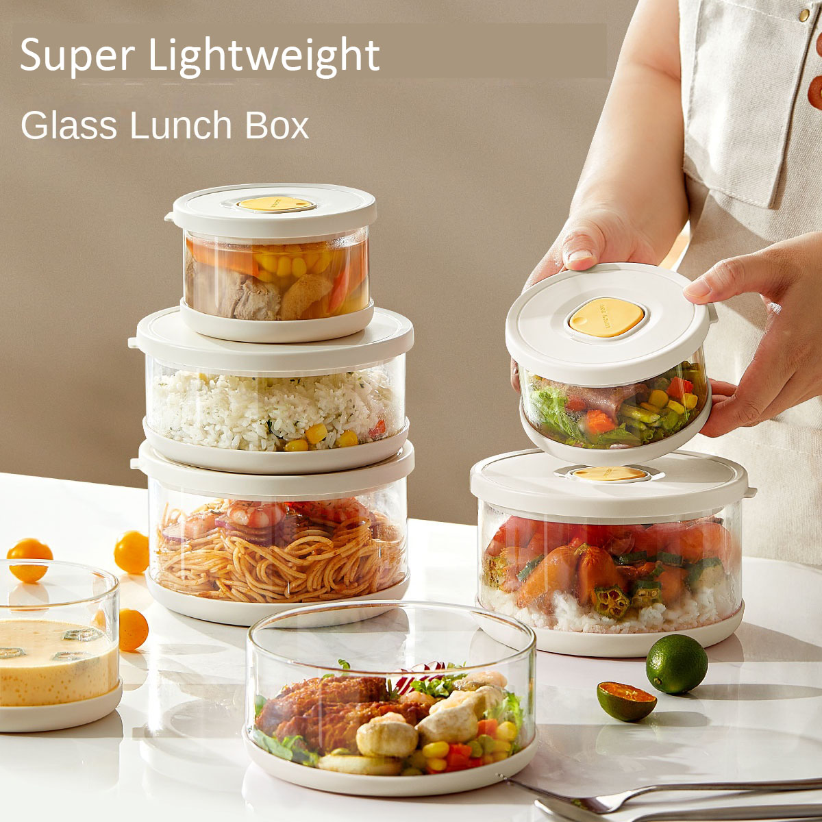 Meal Prep With Rice - Glazen kom met luchtdichte deksel voor