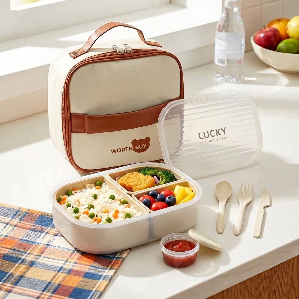 3-compartiments plastic bento  - Meal Prep Kinder recensie en prijs