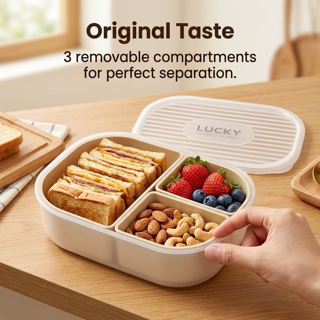3-compartiments plastic bento  - Meal Prep Kinder recensie en prijs